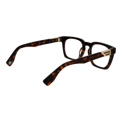 Police Brown Cellulose Acetate Glasses (Frames) with full-rim square design for men, featuring brown cellulose acetate and demo lenses.