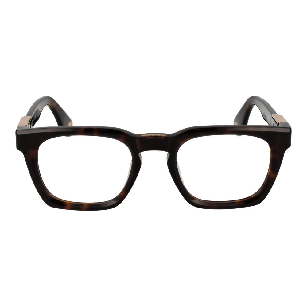 Police Brown Cellulose Acetate Glasses (Frames) square full-rim for men, featuring brown color and cellulose acetate material.
