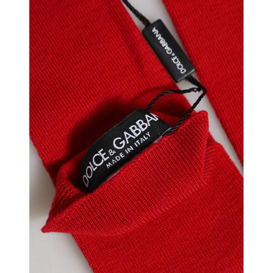 Dolce & Gabbana Red Wool Knitted Fingerless Elbow One Length Gloves