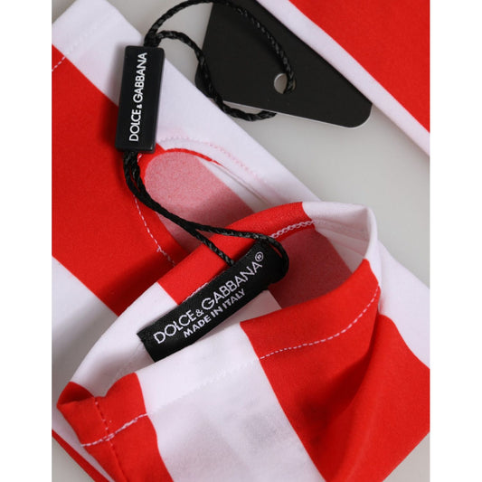 Dolce & Gabbana Red White Nylon Fingerless Wrist Length Gloves