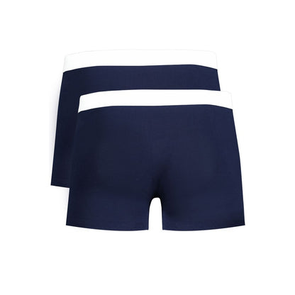 Trussardi Blue Cotton Underwear bi-pack with elastic waist and logo print.
