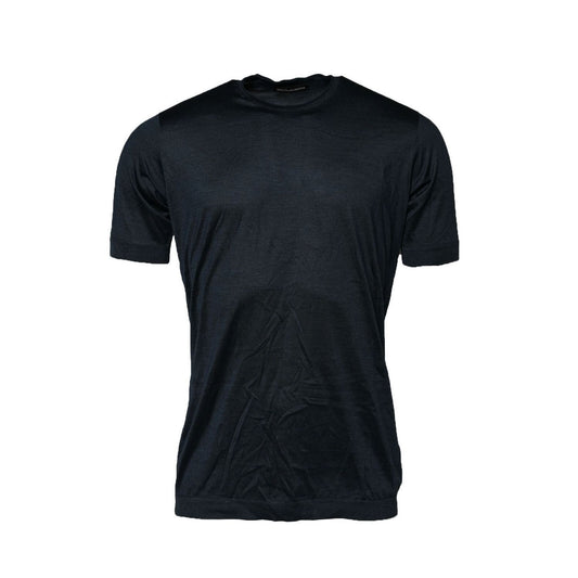 Dolce & Gabbana Dark Blue Silk Crew Neck Short Sleeve T-shirt 1728,67345645728,Blue,Clothing,Dolce & Gabbana,IT50 | L,Men,Preowned / Defect,T-Shirts - Clothing,T-Shirts - T-Shirts - Clothing