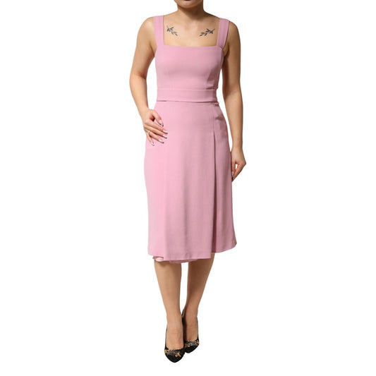 Dolce & Gabbana Pink Viscose Sleeveless Sheath Midi Dress