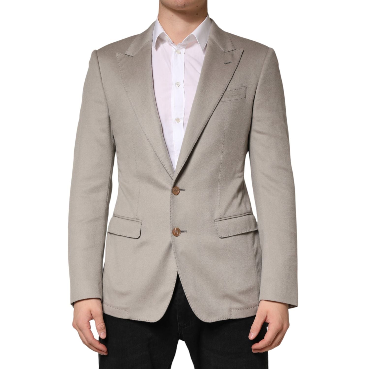 Dolce & Gabbana Gray Cashmere Single Breasted Jacket Blazer