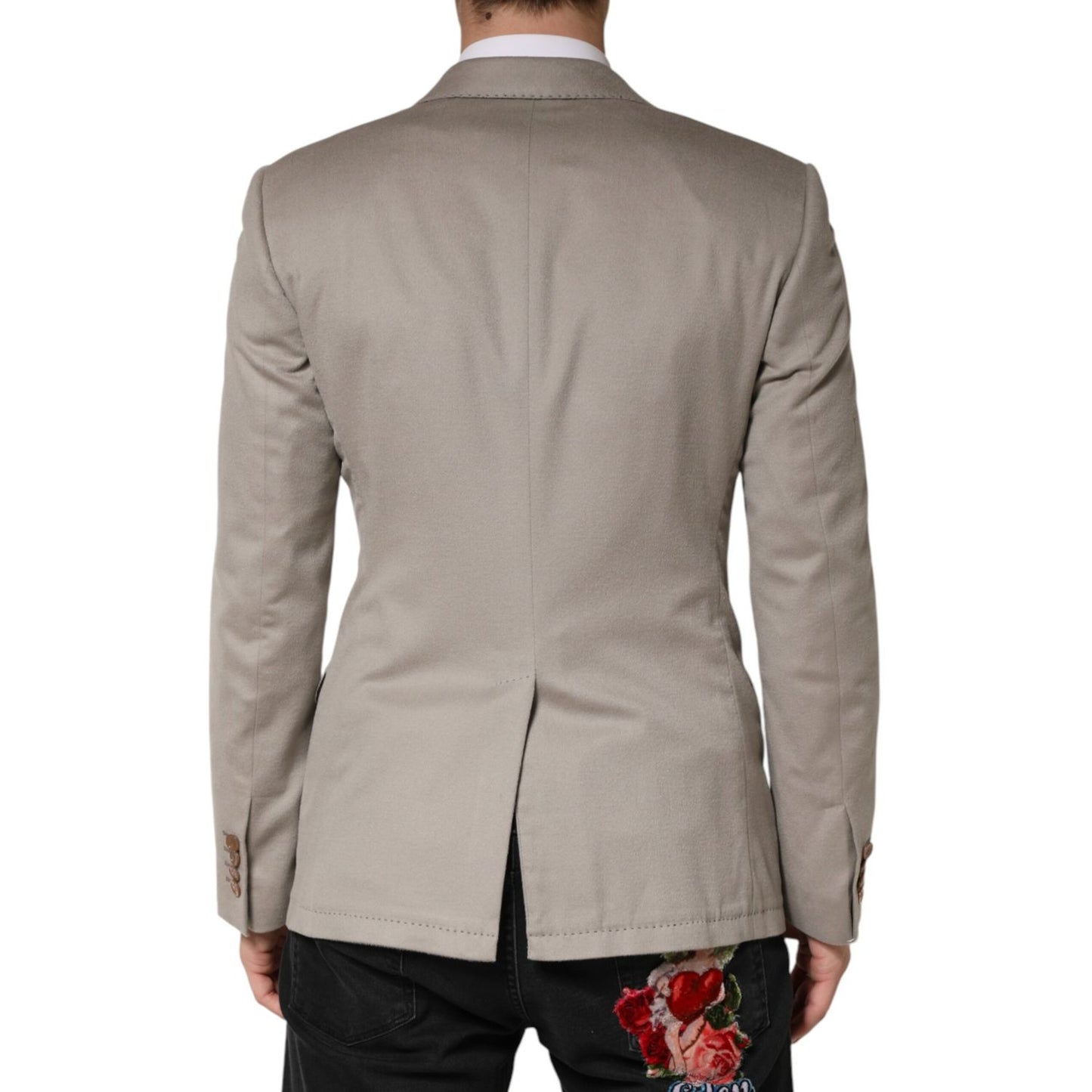 Dolce & Gabbana Gray Cashmere Single Breasted Jacket Blazer