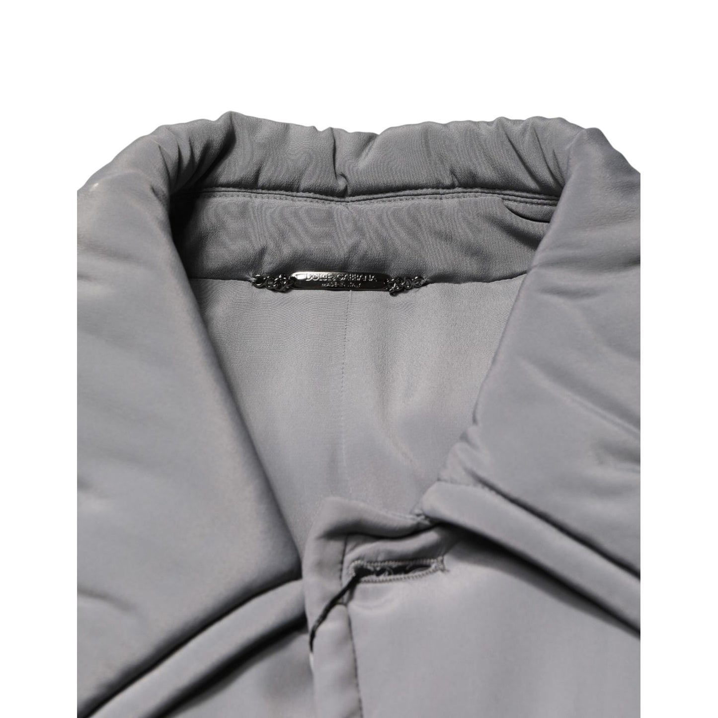 Dolce & Gabbana Gray Acetate Padded Collared Coat Jacket