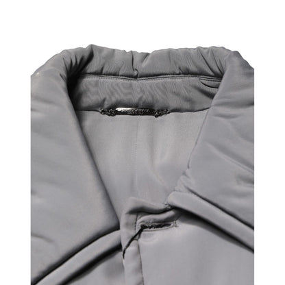 Dolce & Gabbana Gray Acetate Padded Collared Coat Jacket