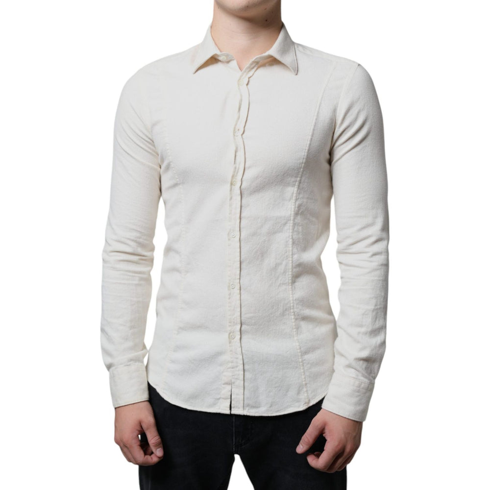 AGLINI Off White Cotton Collared Men Formal Dress Shirt TSH87119-40