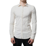 AGLINI Off White Cotton Collared Men Formal Dress Shirt TSH87119-40