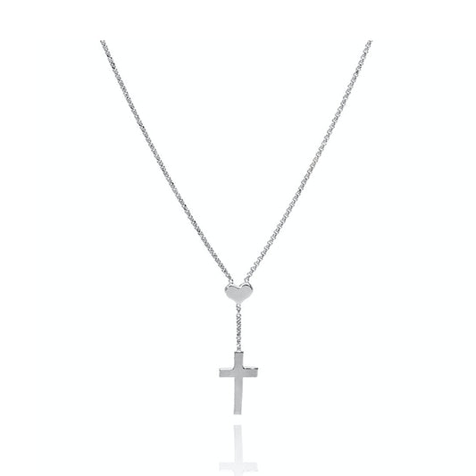 AMEN JEWELRY Mod. CLCHB silver 925° necklace with heart and cross, made in Italy, in official packaging.