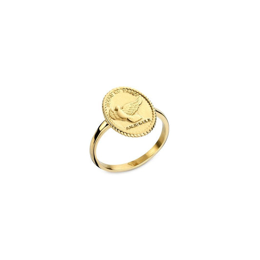 AN JEWELS JEWELRY Mod. AAC.R01Y-7 gold ring with engraved bird design on oval top