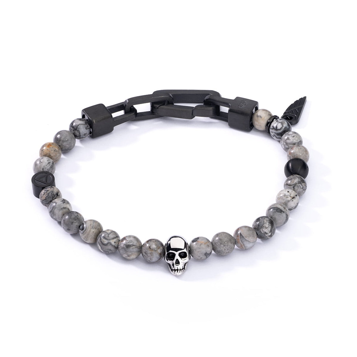 AN JEWELS JEWELRY Mod. AA.P255KGR stylish bracelet with grey beads and skull charm