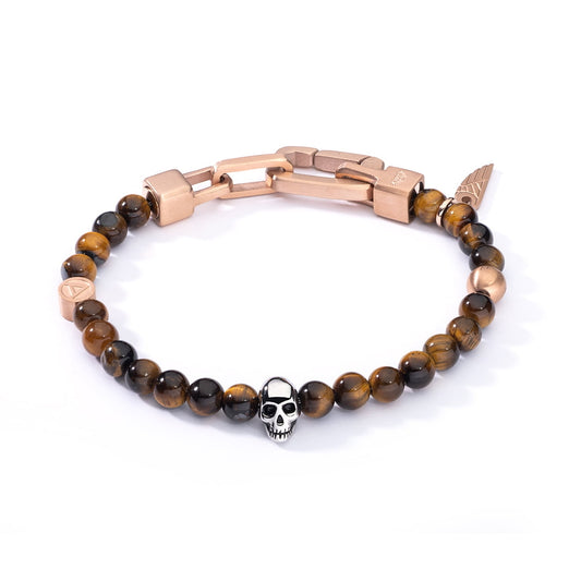 AN JEWELS JEWELRY Mod. AA.P255RBR bracelet with brown beads and skull design