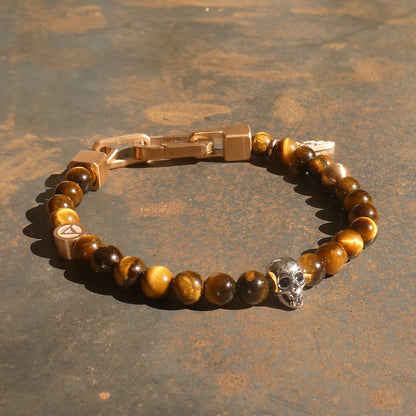 AN JEWELS JEWELRY Mod. AA.P255RBR bracelet with tiger eye beads and skull charm