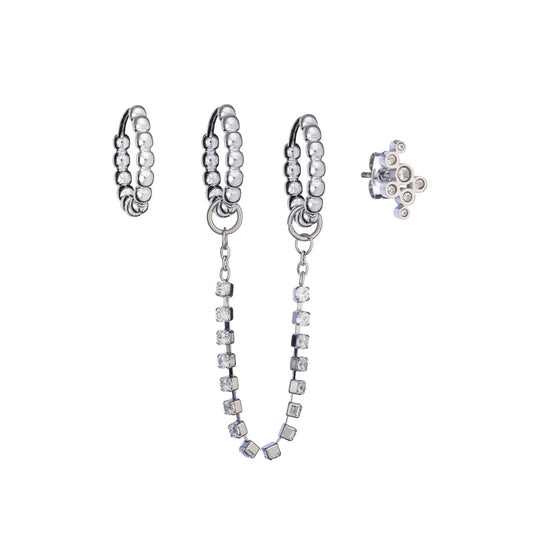 AN JEWELS JEWELRY Mod. AB.EP028 silver earrings set with crystal detailing.