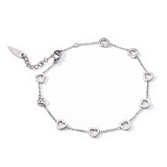 AN JEWELS JEWELRY Mod. AL.BANKLE08 silver anklet with heart-shaped links