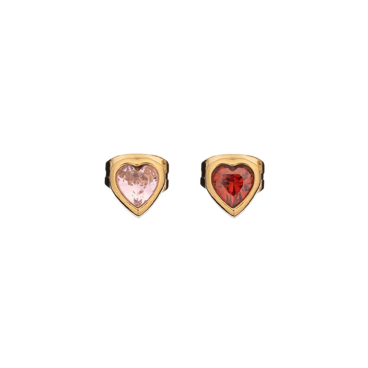 Elegant heart-shaped earrings from AN JEWELS JEWELRY Mod. AL.E2WI23SMC4 in gold with pink and red gemstones, perfect for special occasions.