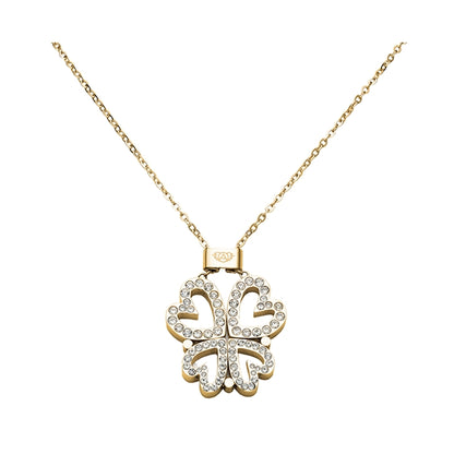 Elegant pendant necklace from AN JEWELS JEWELRY Mod. AL.NLBUTT4GMC with crystal details, showcasing a four-leaf clover design on a gold chain.