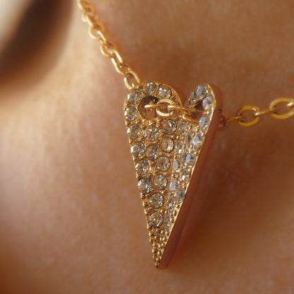 AN JEWELS JEWELRY Mod. AL.NMOH24CZ heart-shaped gold necklace with crystals.