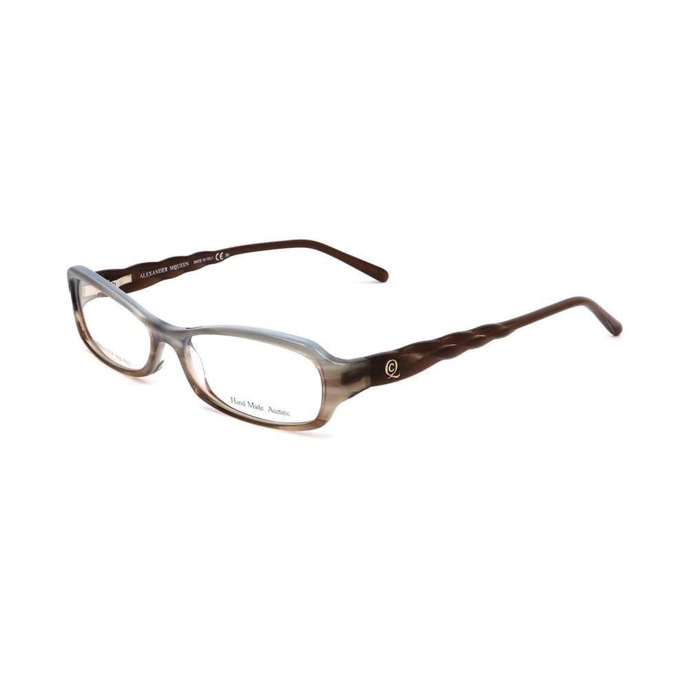 Alexander McQueen Brown Acetate Frames AMQ4162R4E GLASSES with 52/15/135 mm dimensions. Sleek design for women.