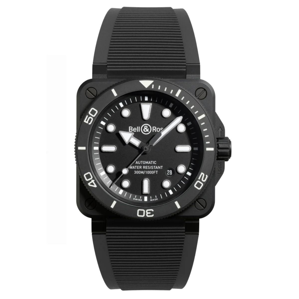 BELL & ROSS MOD. BR03A-D-OL-CE_SRB black watch with rubber strap