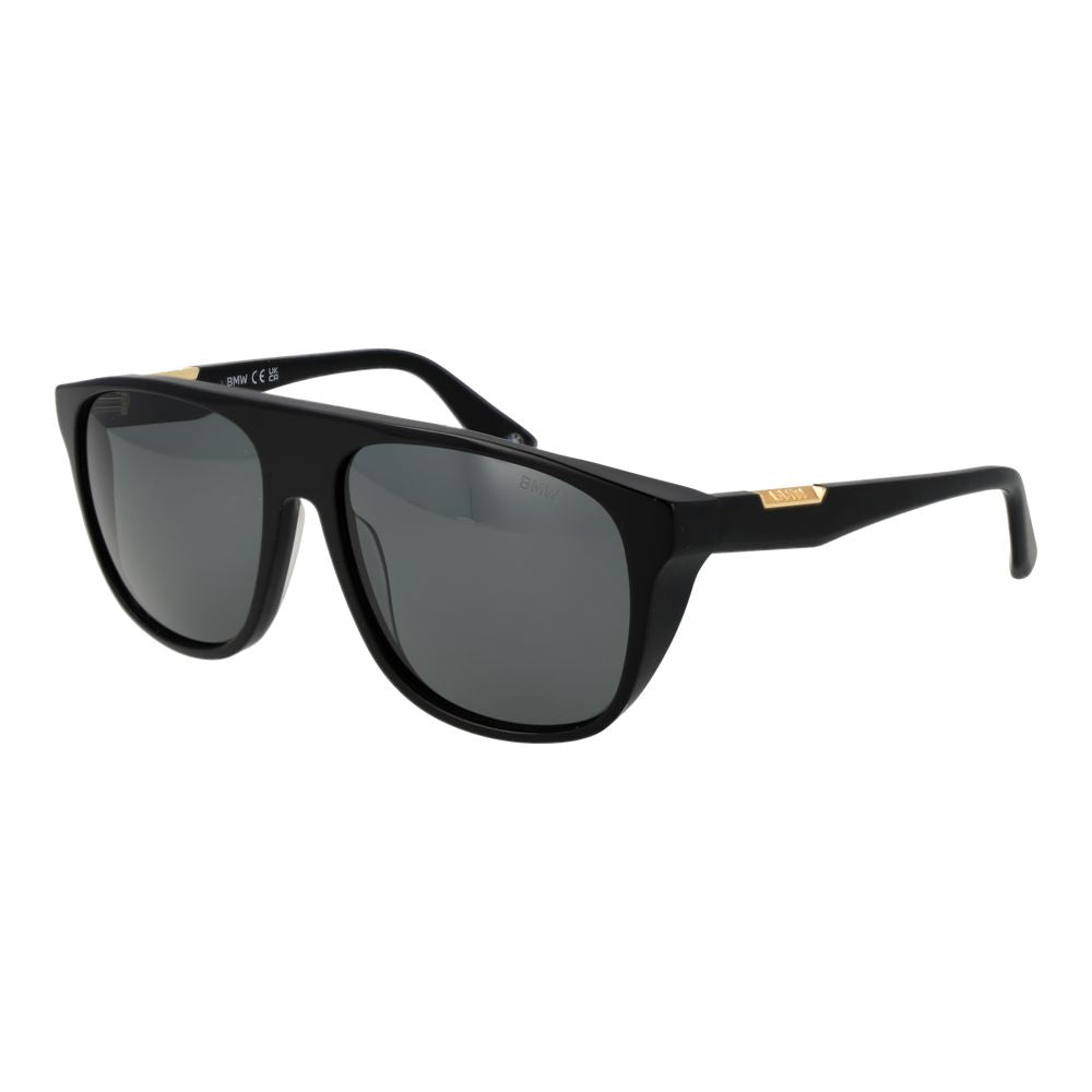 BMW Black Men Sunglass, aviator style with blue gradient lenses, black aluminum frame, full-rim, UVA & UVB protection included.