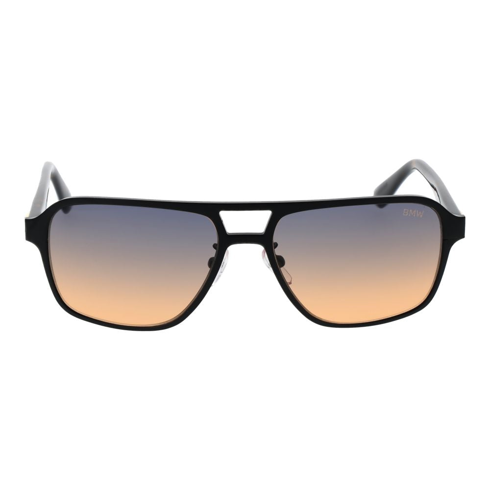 BMW Black Men Sunglass with blue gradient lenses, aluminum black frame, full-rim aviator style providing 100% UVA & UVB protection.