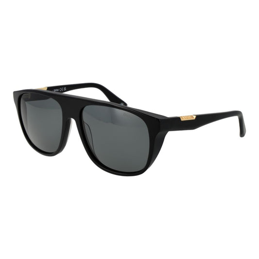 BMW Black Men Sunglass, aviator style with blue gradient lenses, black aluminum frame, full-rim, UVA & UVB protection included.