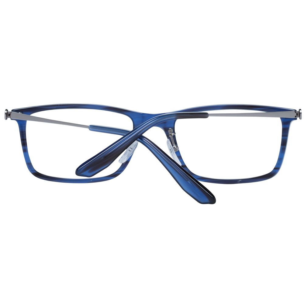 BMW Blue Men Optical Frames with full-rim trapezium style, blue metal & plastic frame, demo lenses, and plastic material.