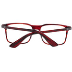 BMW Red Men Glasses Frame in full-rim rectangle style with plastic material, featuring demo lenses. Includes branded case.