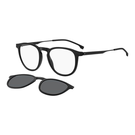 BOSS MOD. BOSS 1640_CS WITH CLIP ON black polyamide eyeglasses for gent with detachable clip-on lenses.