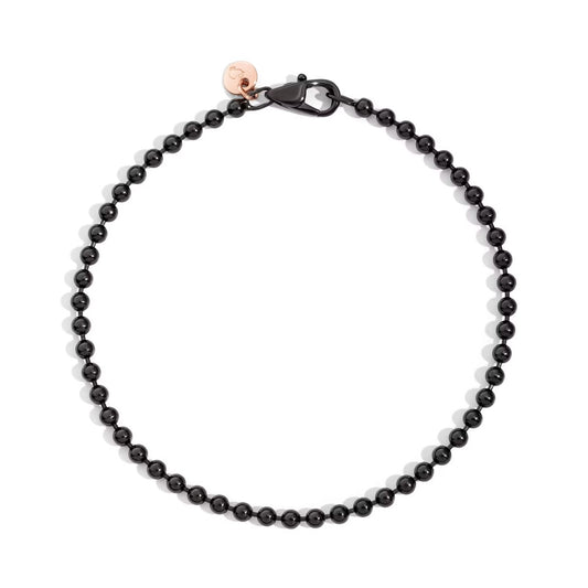 BRACCIALI DODO MOD. DBB7008EVERYPVDMXXXL black bead bracelet with clasp and small charm