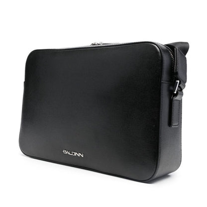 Baldinini Trend Black Calfskin Messenger Bag