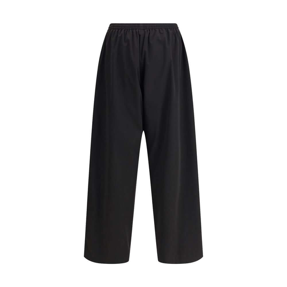 Balenciaga Black Polyester Casual Pants with elastic waist and wide-leg silhouette for relaxed, sophisticated style, AW25 season.