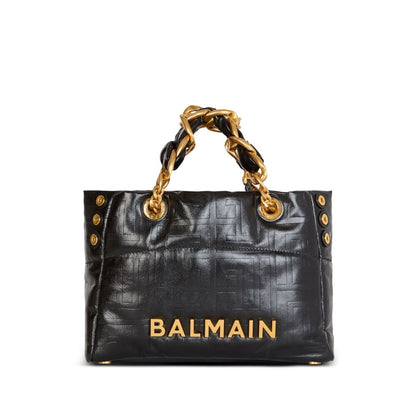 Balmain 1945 Soft PB-monogrammed crinkled small leather tote bag