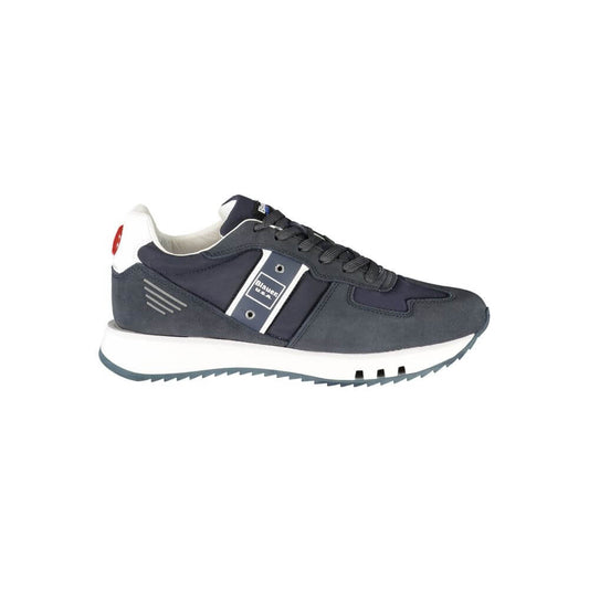 Blauer Blue Leather Men Sneaker with contrasting details and Blauer logo showcasing style and quality.