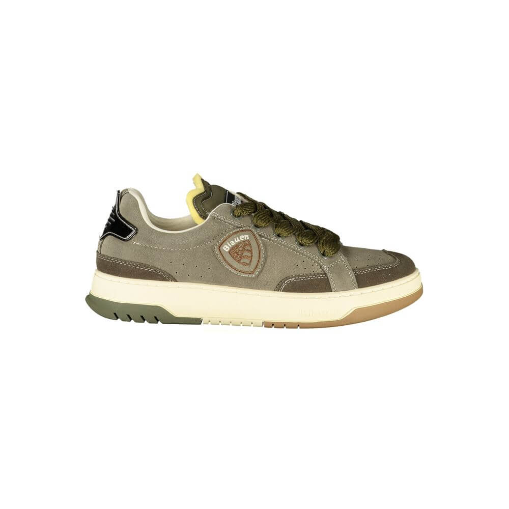 Blauer Green Leather Men Sneaker with contrasting details and removable footbed