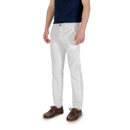 Borghese White Cotton Skinny Pants Borghese