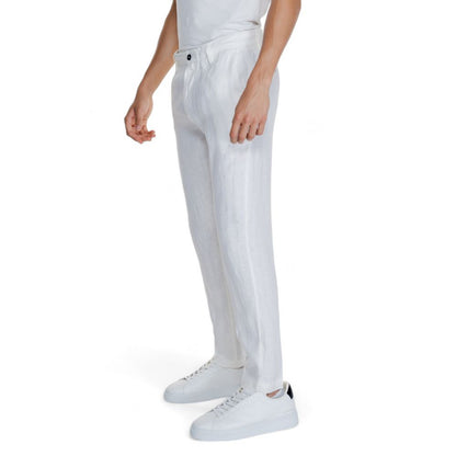 Borghese White Linen Casual Pants Borghese