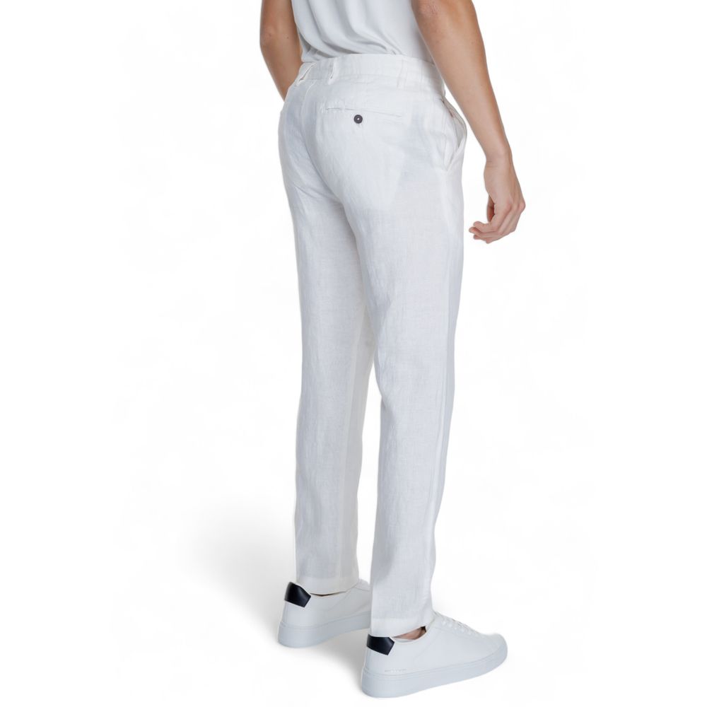 Borghese White Linen Casual Pants Borghese