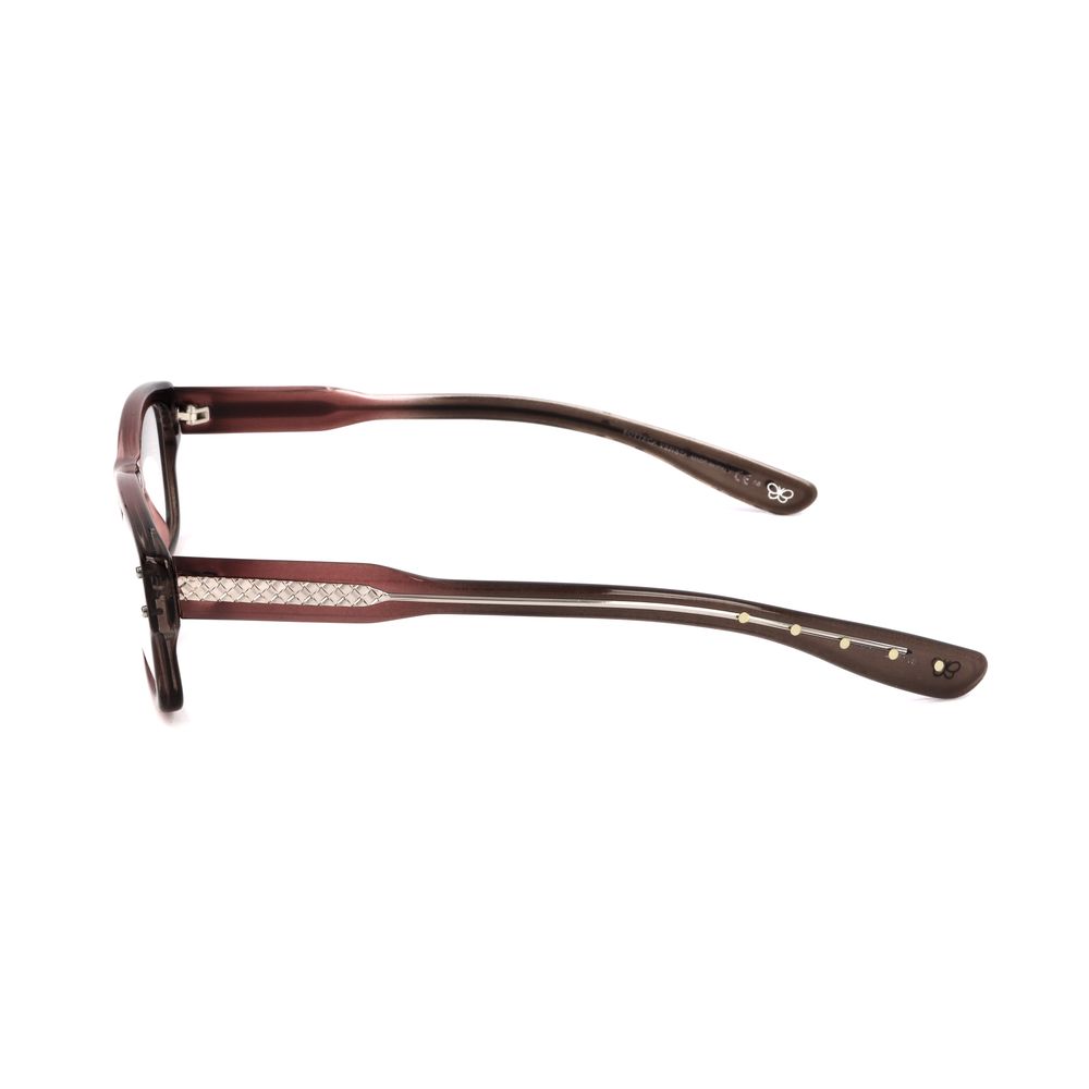Side view of Bottega Veneta Red Acetate Frames, model BV136QTP, showcasing temple details and acetate material.