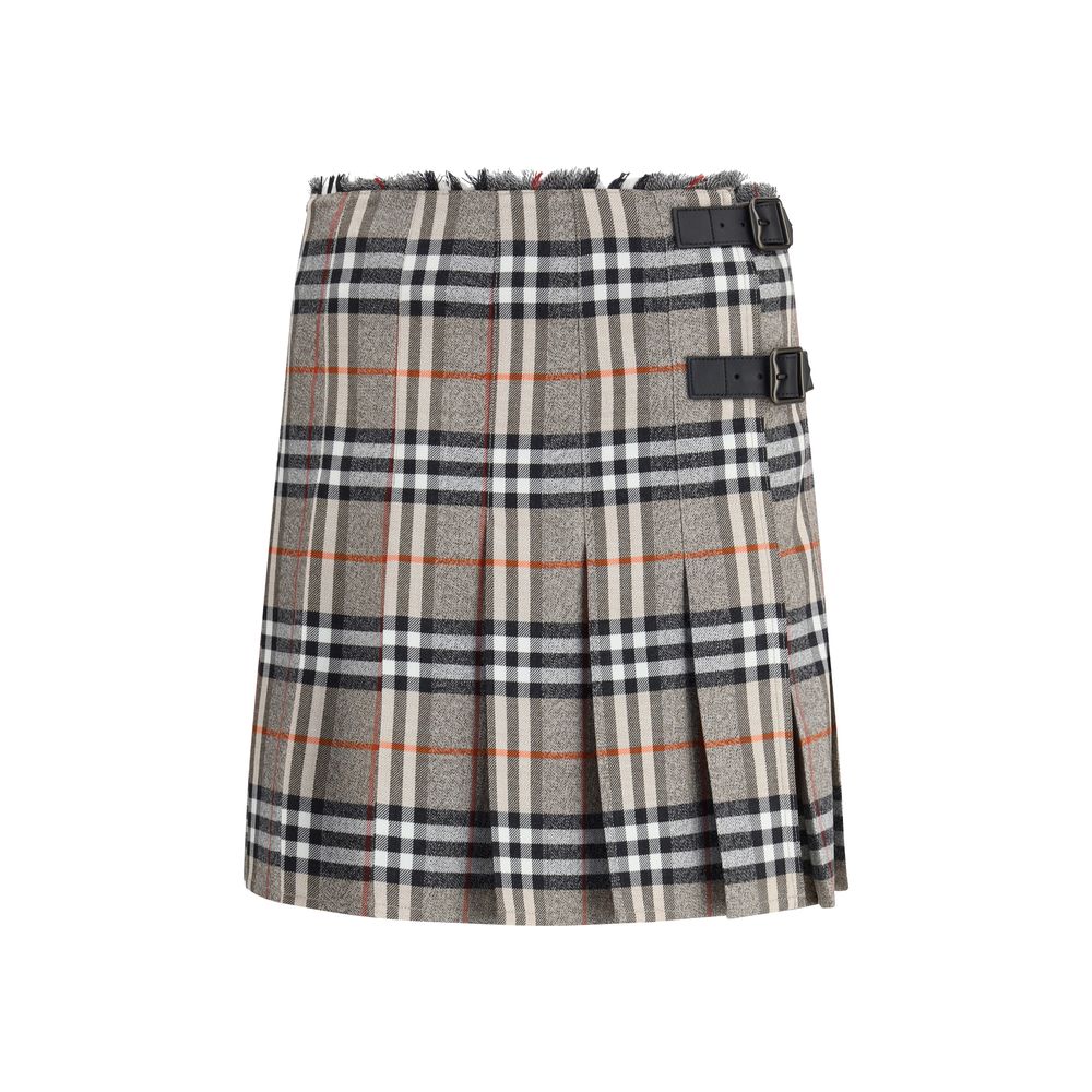 Burberry Gray Wool Mini Skirt Burberry