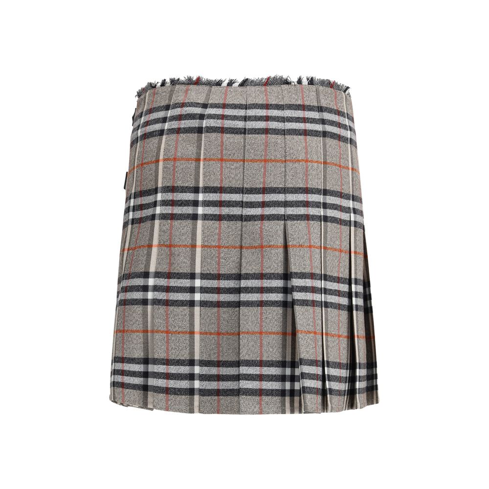 Burberry Gray Wool Mini Skirt Burberry