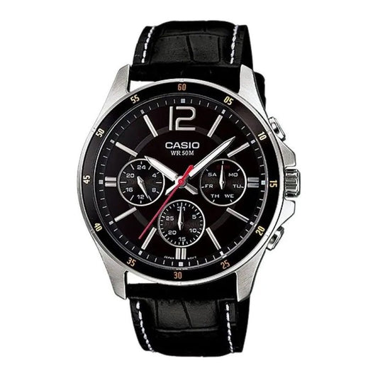 CASIO COLLECTION Mod. MULTIFUNCTION CALENDAR. LEATHER - BLACK