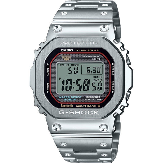 CASIO G-SHOCK MASTER OF G Mod. THE ORIGIN FUL METAL, water-resistant solar stainless steel wristwatch with multifunction dial and SS bracelet