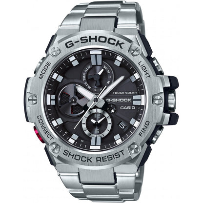 CASIO G-SHOCK WATCHES Mod. GST-B100D-1AER, solar multifunction wristwatch, 20 ATM water-resistant, stainless steel bracelet.