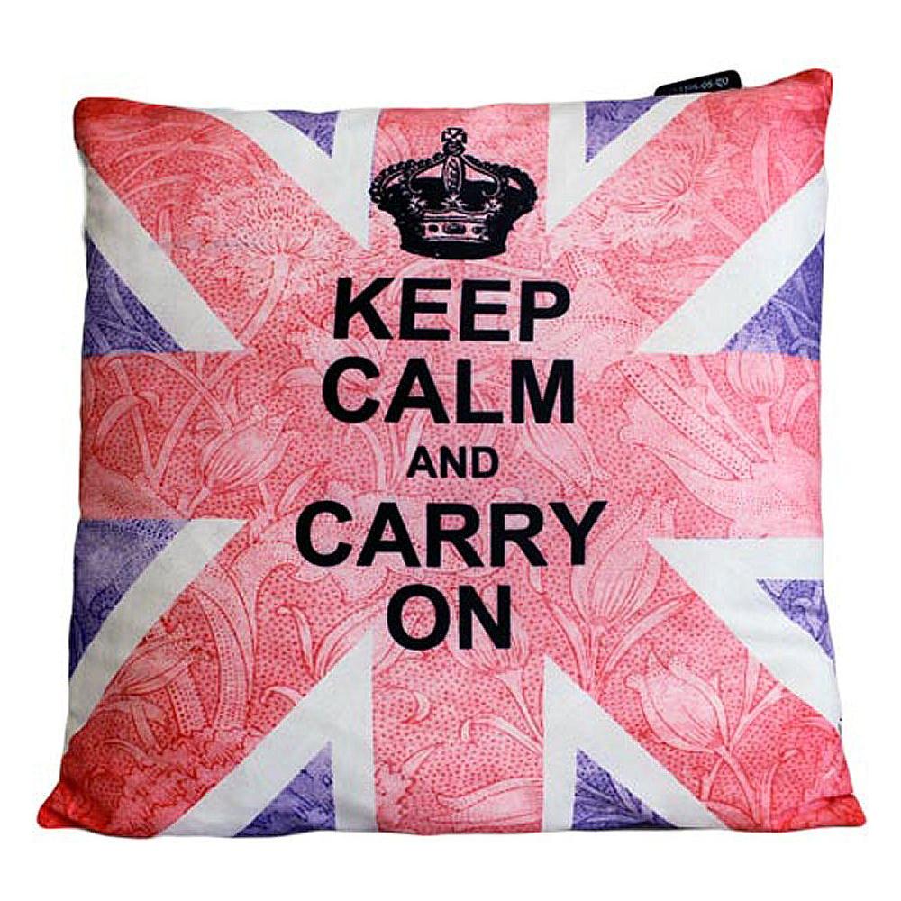 CUSCINI LETTERARI - Copricuscino in Juta lavata / Cotton pillow case  KEEP CALM AND CARRY ON - Size 40x40cm