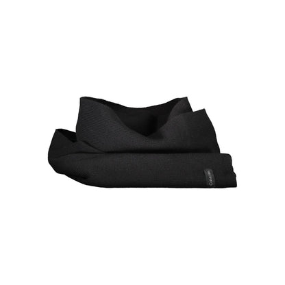 Calvin Klein Black Cotton Scarf with embroidery logo, 30x192 cm, stylish and elegant accessory for any outfit.
