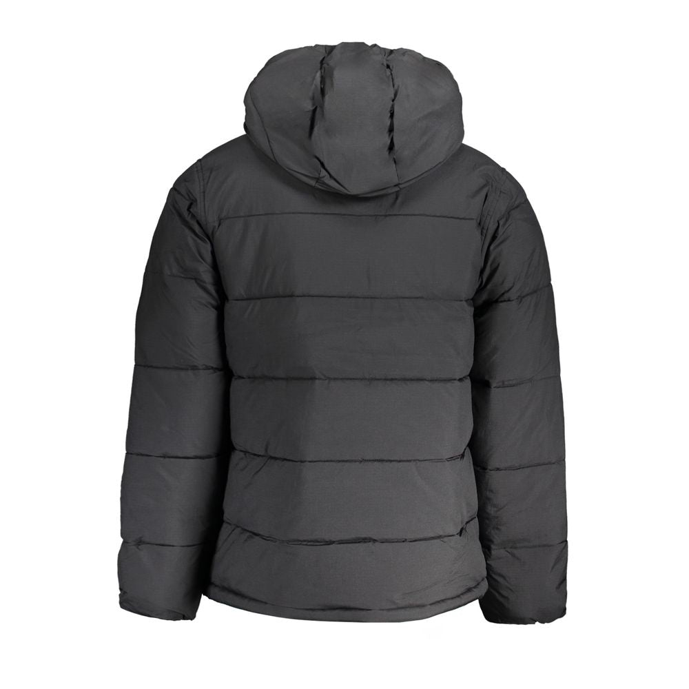 Calvin Klein Black Nylon Men Jacket with hood, showcasing stylish design and water-repellent material for modern fashion enthusiasts.