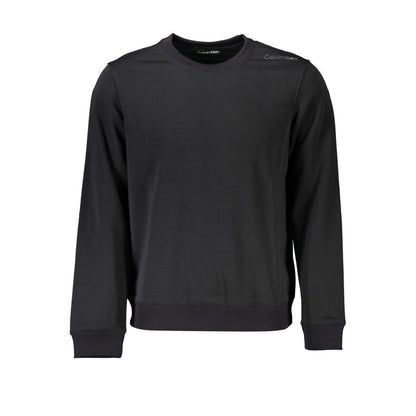 Calvin Klein Black Polyester Men Sweater with CK logo, stylish and comfortable for casual wear, perfect for cooler nights.